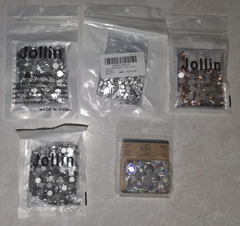 Jollin Glue Fix Flatback Rhinestones Lot Acrylic Gems SS30 SS34 5mm 7.2mm...